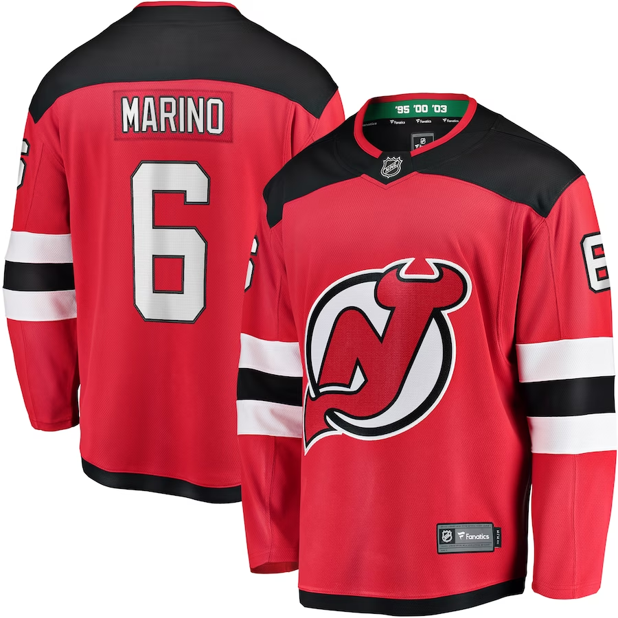Men's New Jersey Devils John Marino #6 Red Jersey